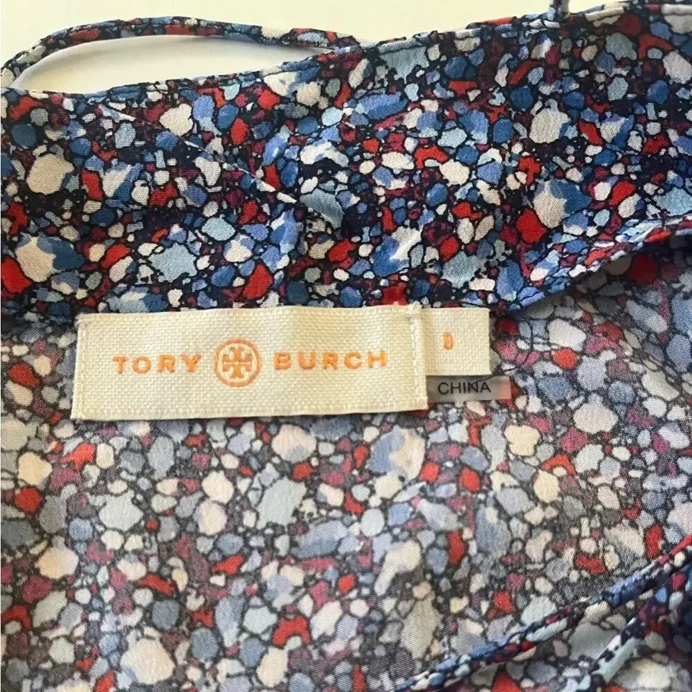 Tory Burch 100% silk multi-color print top, size 00.